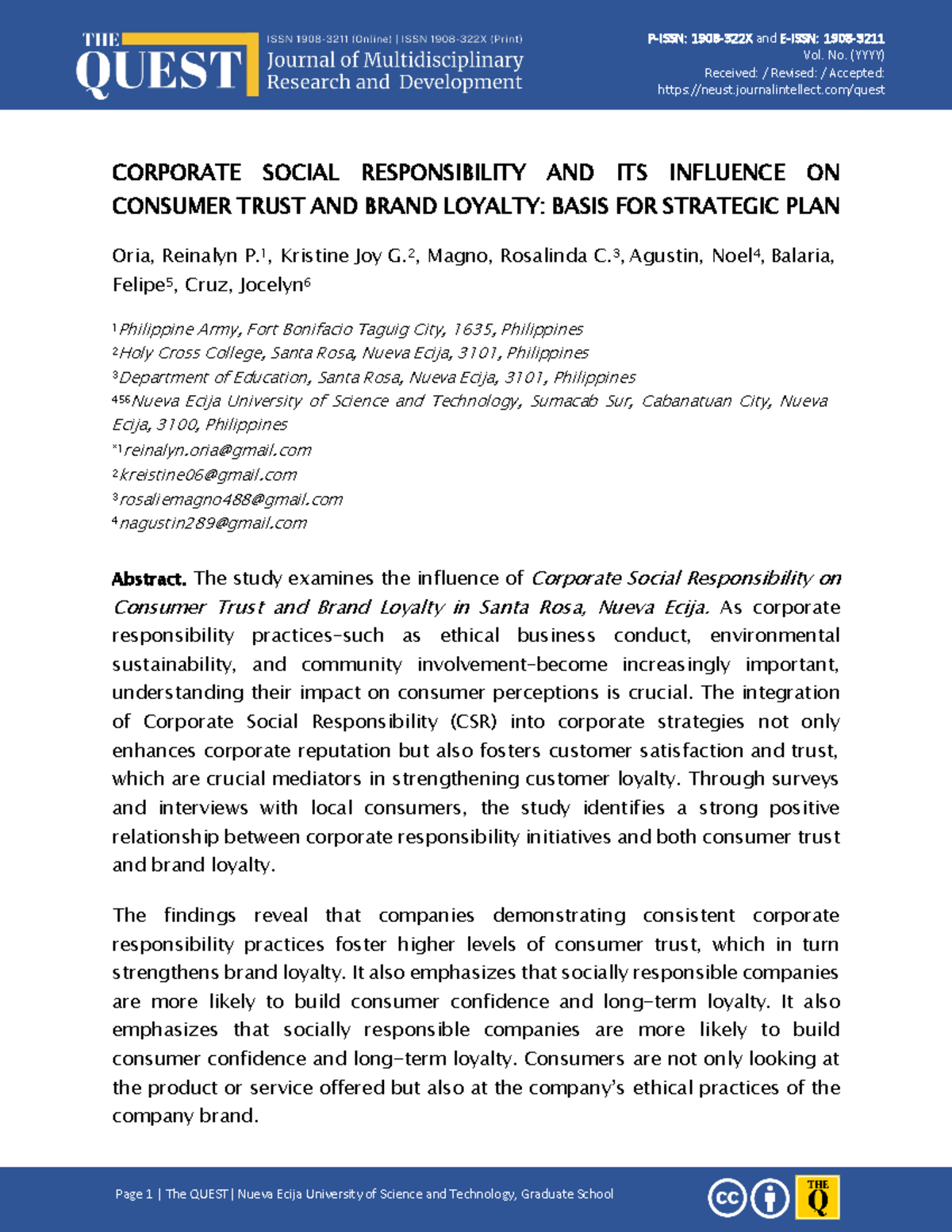 Corporate Social Responsibility (CSR) Impact on Consumer Trust ...