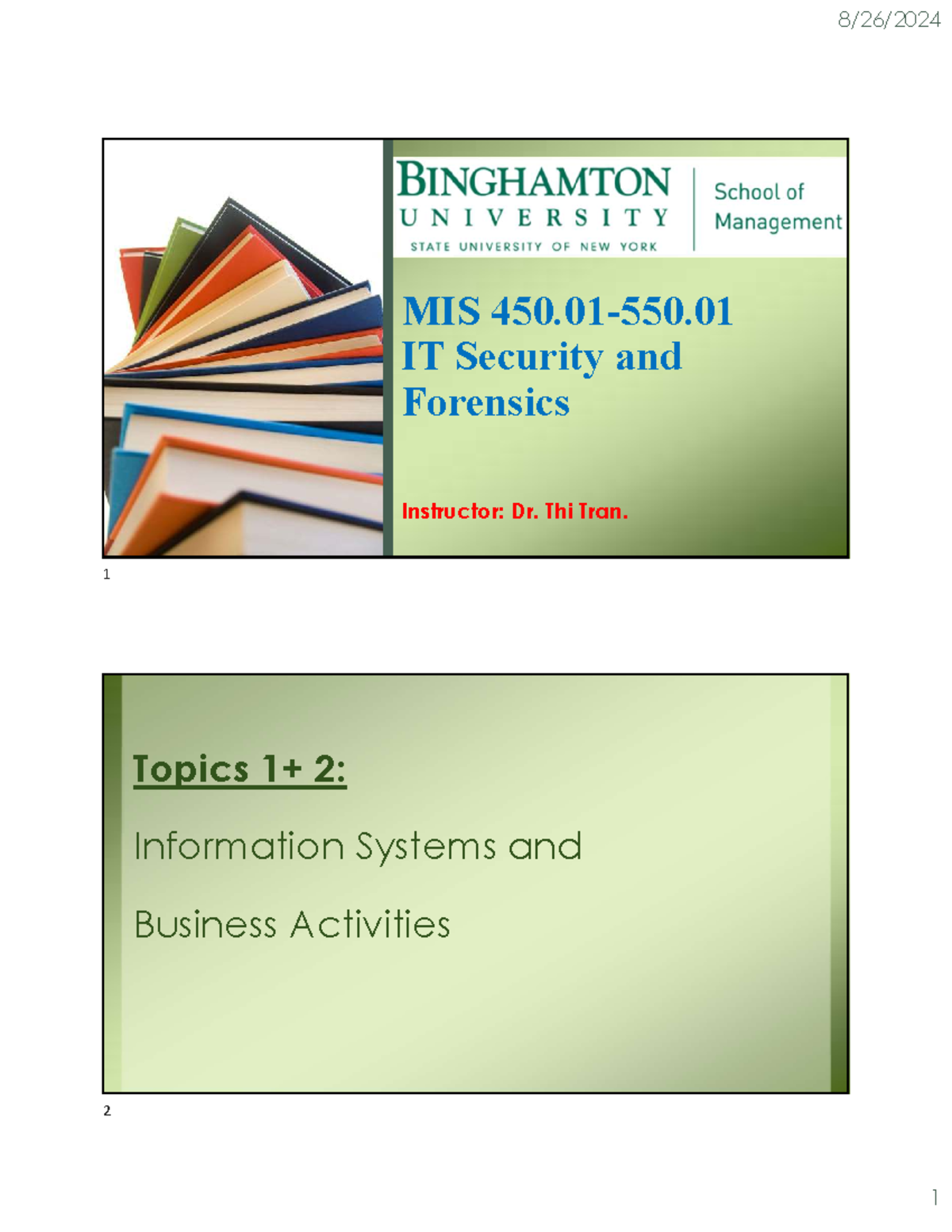 MIS 101: Week 2 - Information Systems & Business Activities Overview ...