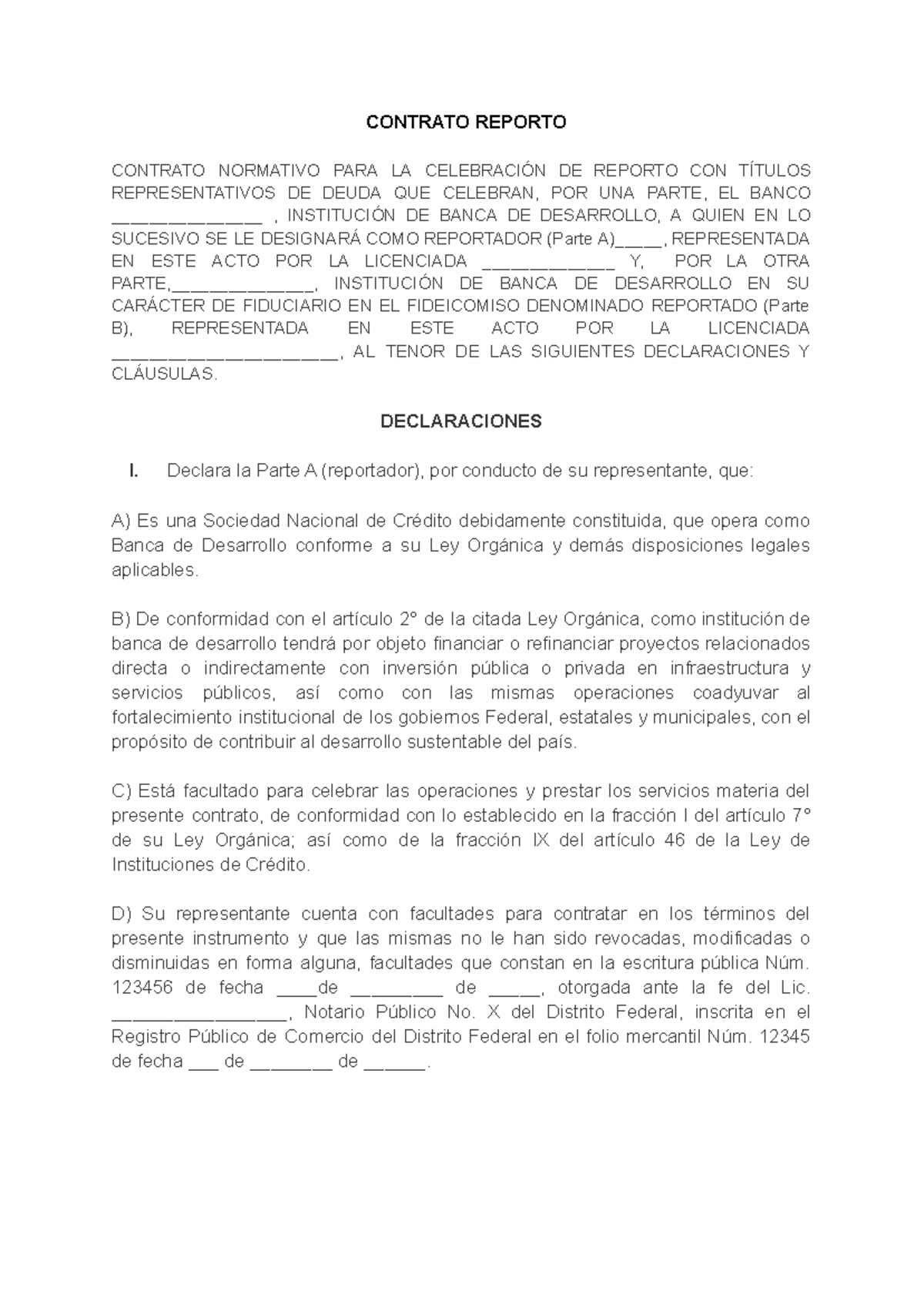 Contrato Reporto: Normativa y Operaciones en Títulos de Deuda - Studocu