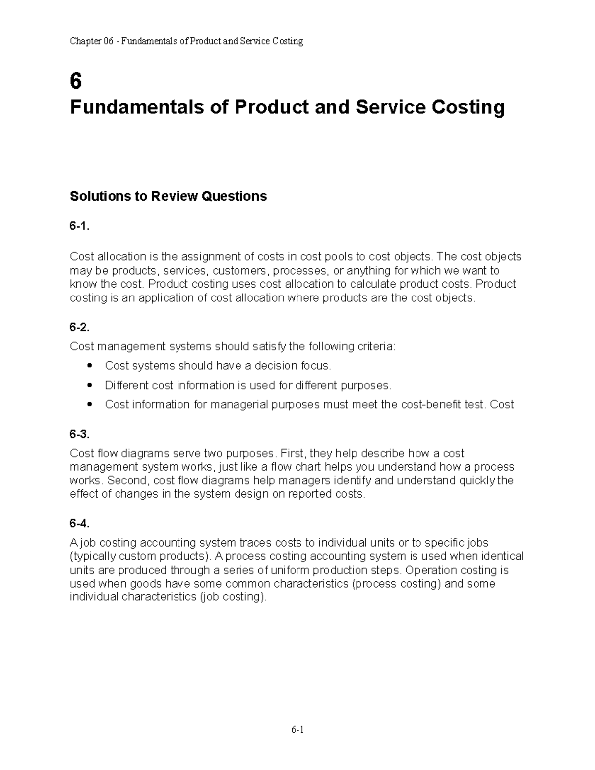 Chapter 6: Fundamentals of Product and Service Costing Notes - Studocu