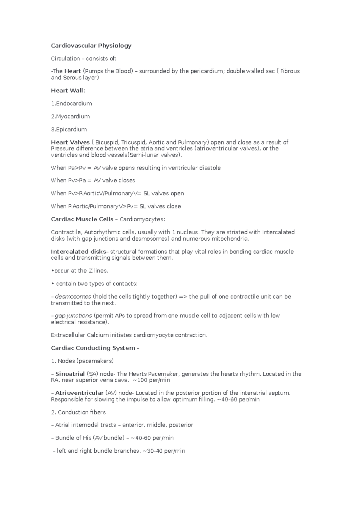 **Summary of Cardiovascular Physiology: Key Concepts and Mechanisms ...