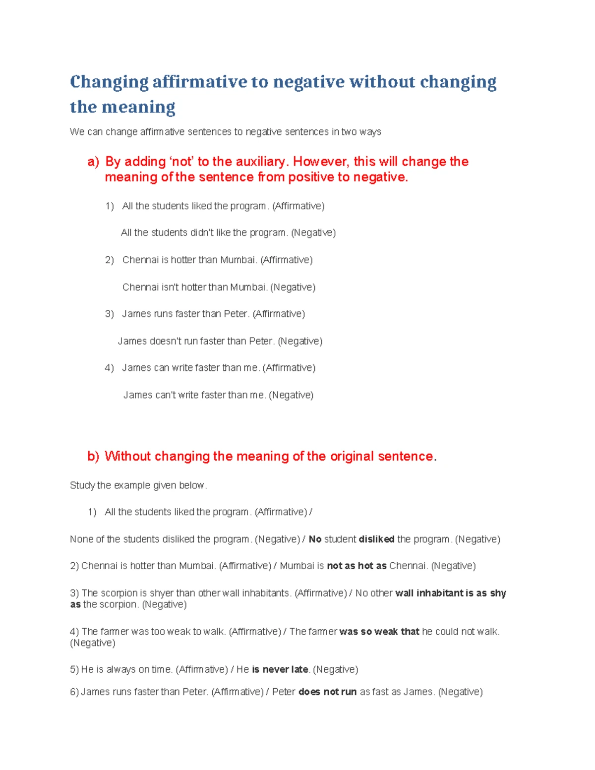 English Grammar: Interchanging Sentence Structures and Clauses - Studocu