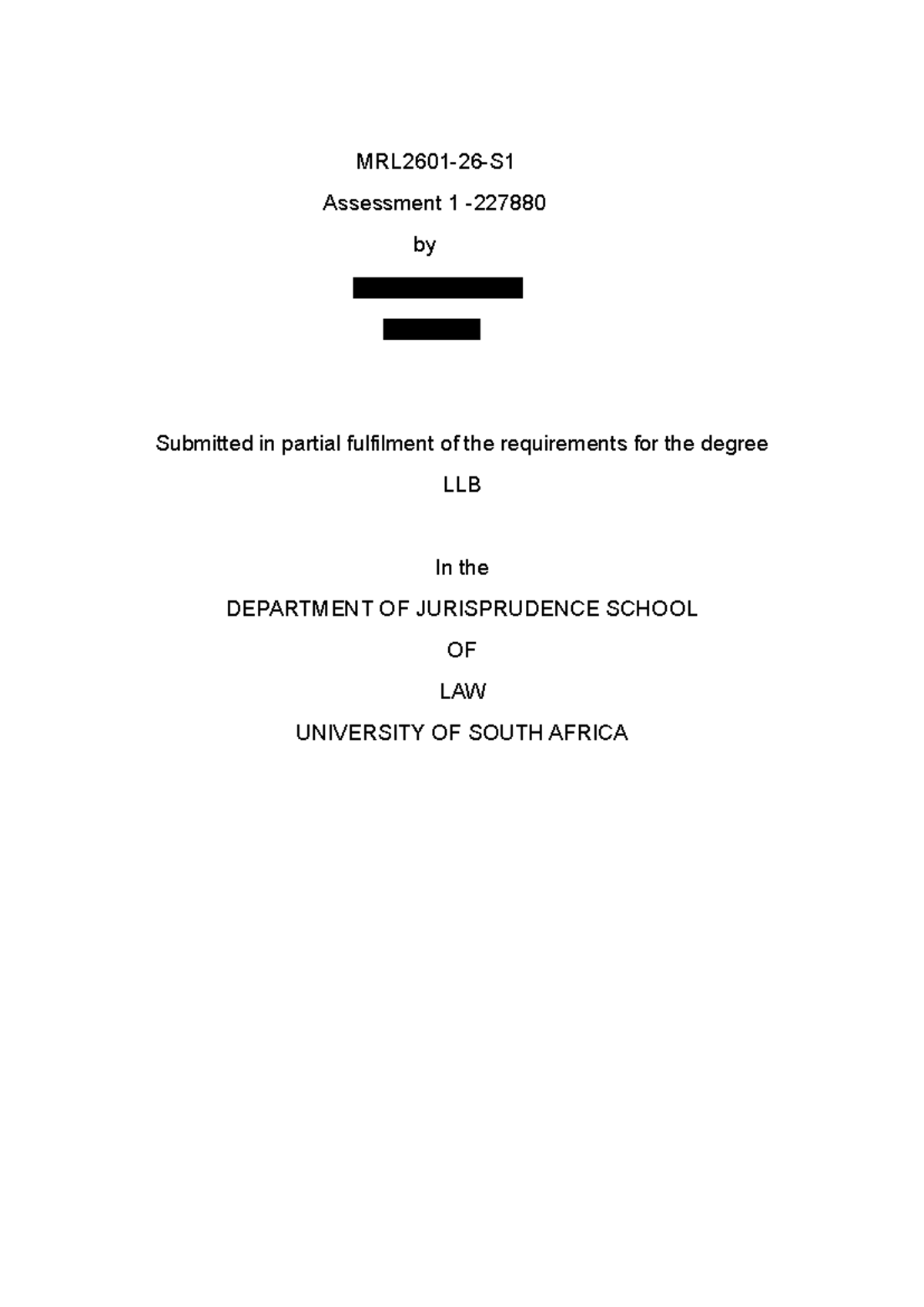 MRL2601 - Assessment 1: Legal Structures in Business and Trusts - Studocu