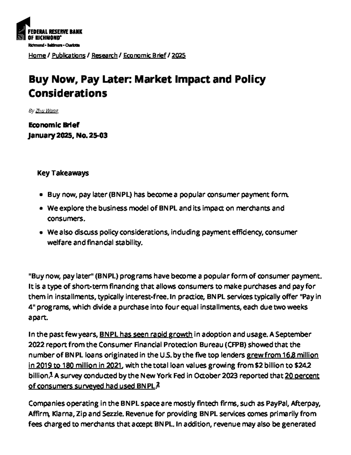 ECON 2025 Economic Brief: BNPL Market Impact & Policy Insights - Studocu