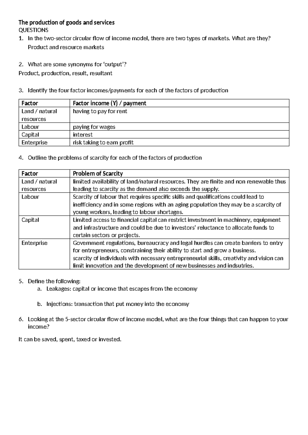 ECO101 Final Exam Study: Key Questions & Answers on Production - Studocu