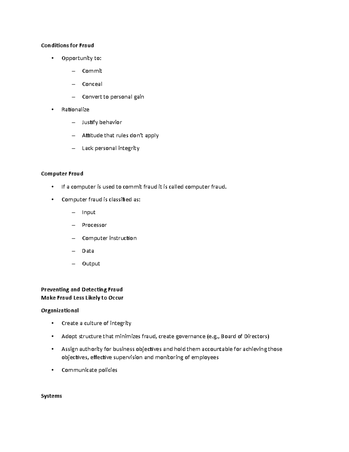 Lecture Notes 5b: Conditions and Prevention of Fraud - Studocu