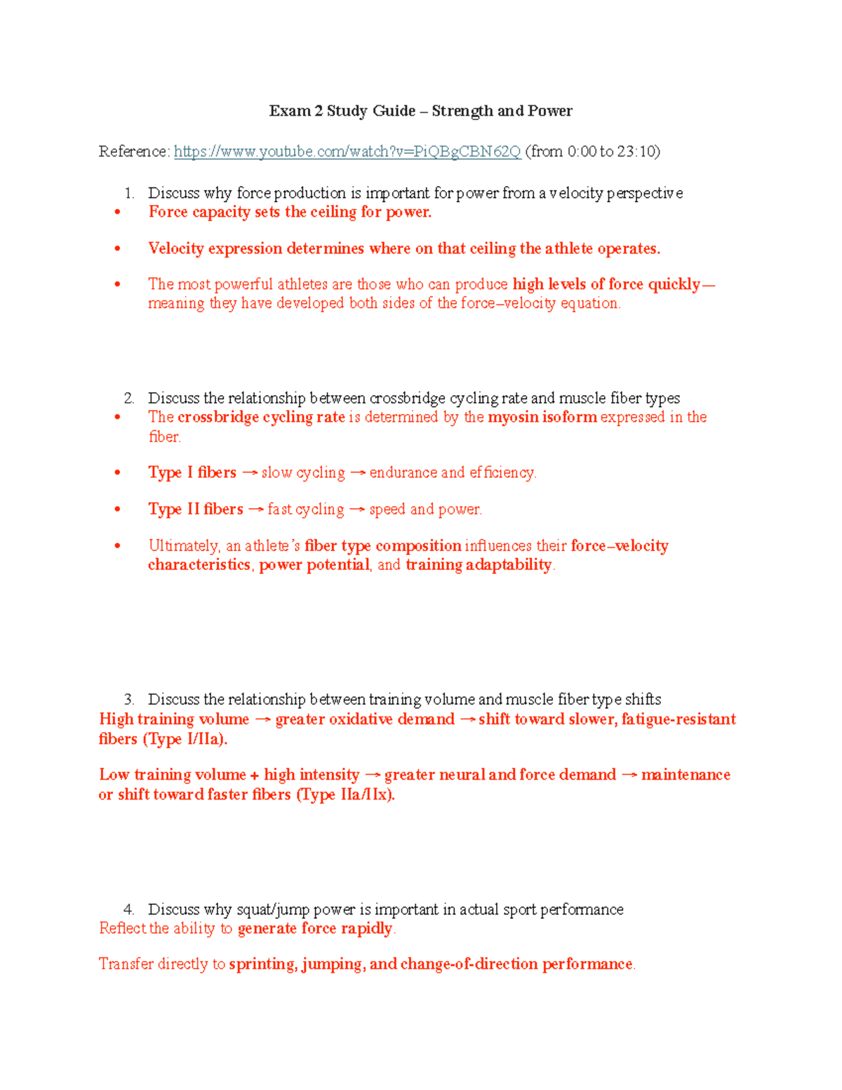 Exam 2 Study Guide – Strength, Power, and RFD Analysis - Studocu