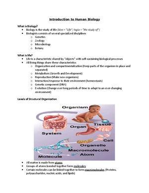 Biology - Study Notes, Assignments & Exams - Studocu