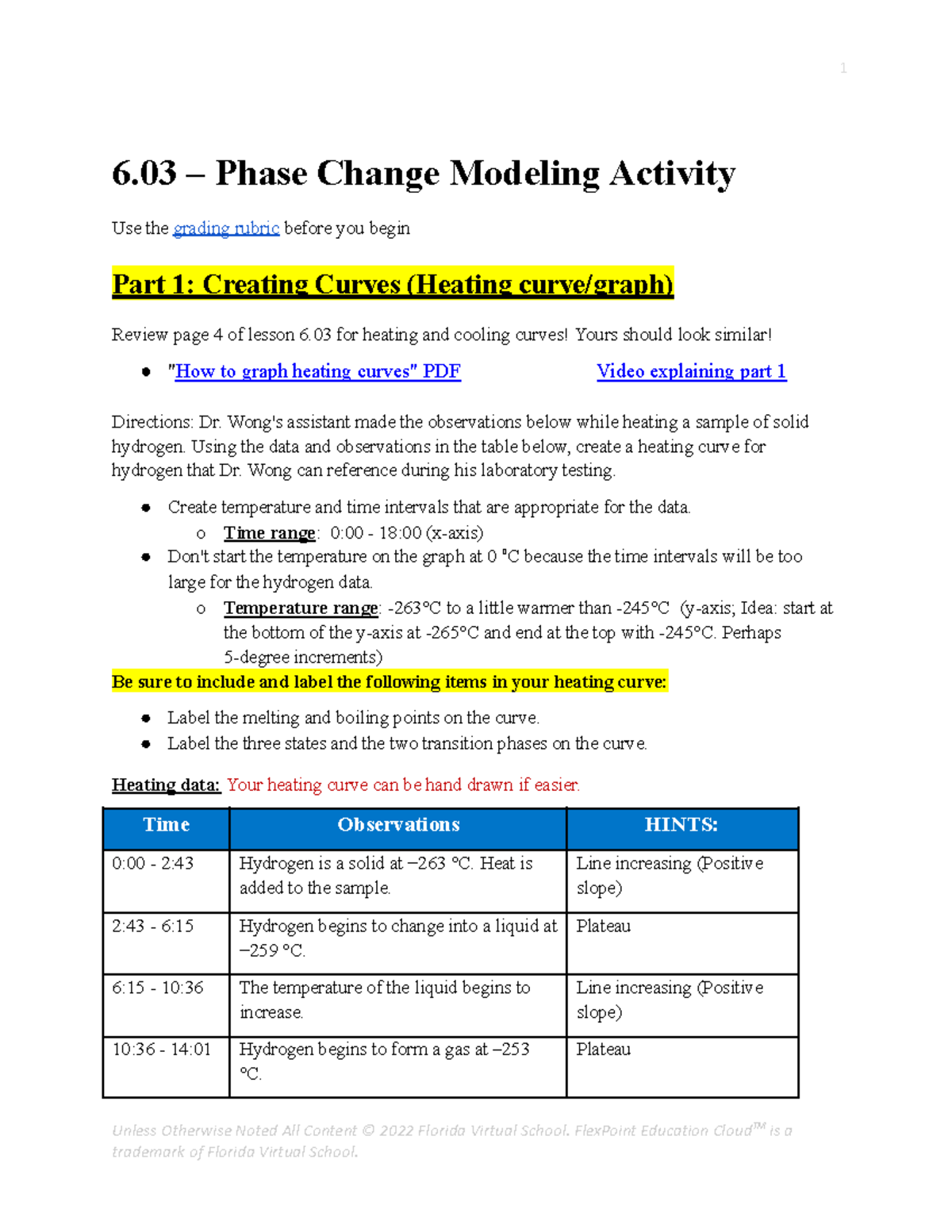 6.03 Phase Change Modeling Activity: Heating Curve Creation - Studocu