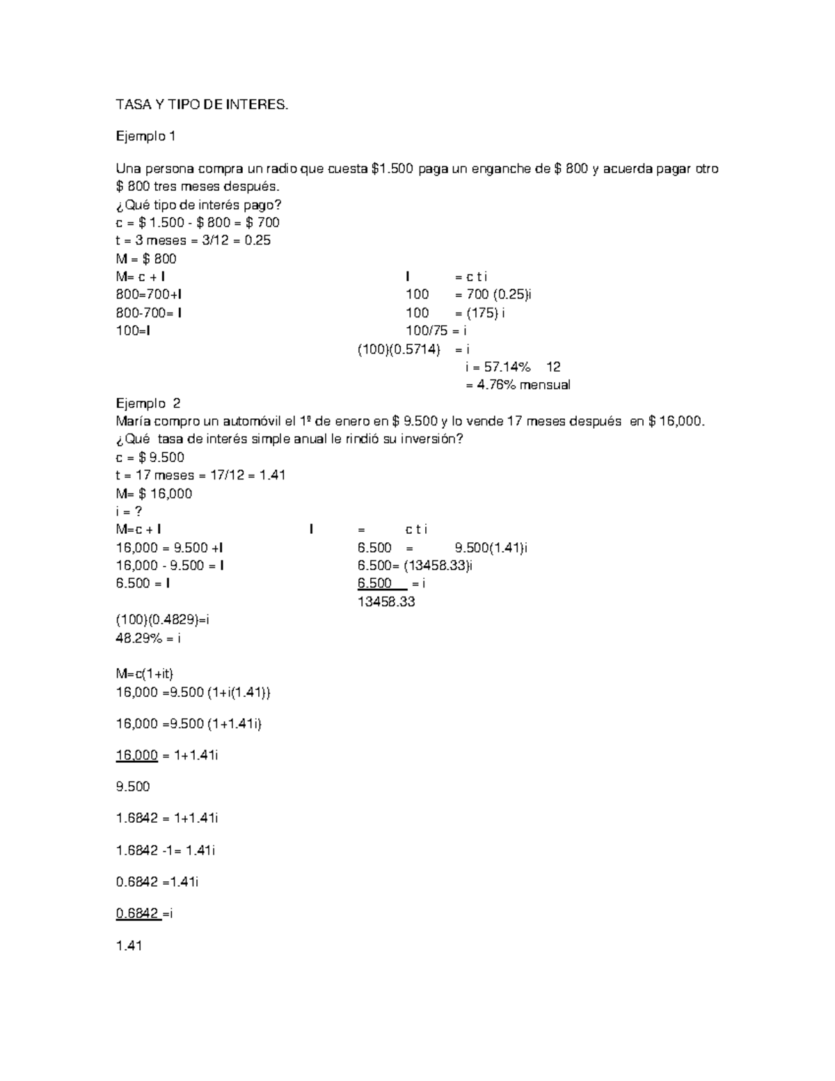 Ejercicios matematicas financieras apr 2-40-50 - TASA Y TIPO DE INTERES ...