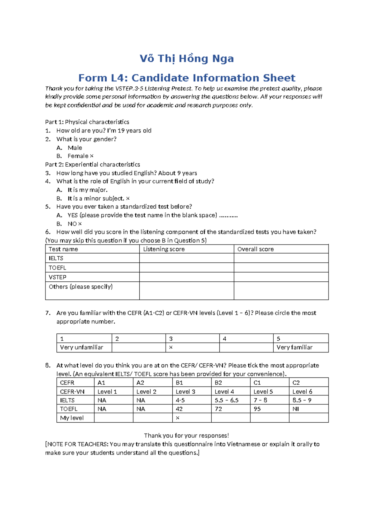 Form L4 Candidate Information Sheet - Võ Thị Hồng Nga Form L4 ...