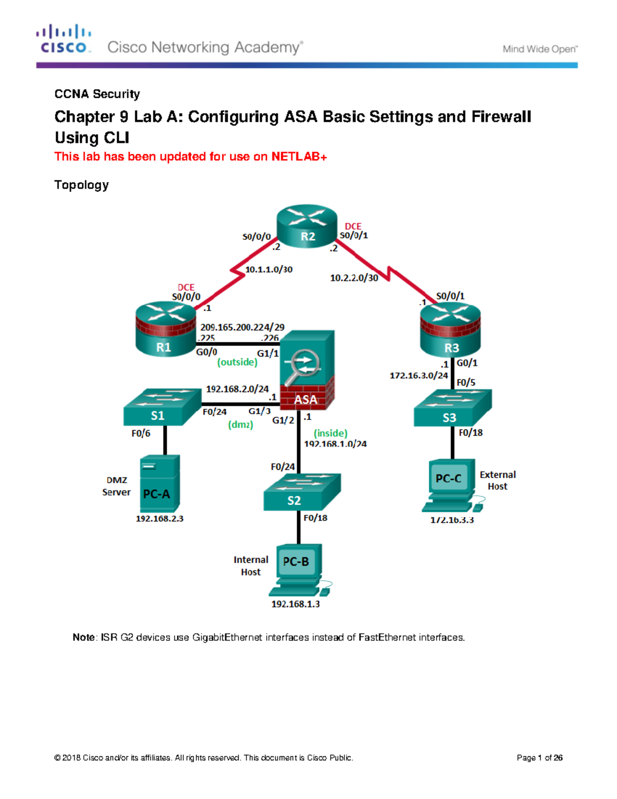 ASA5506 Lab 9-3-1-2: Configure Basic Settings & Firewall via CLI - Studocu
