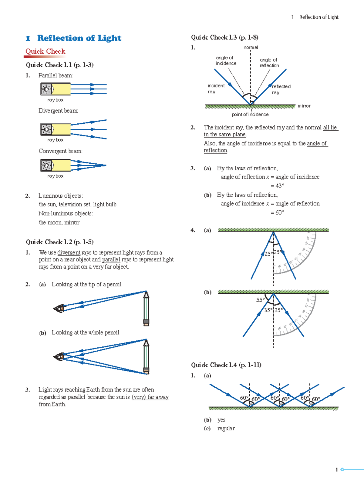 Reflection of Light Quick Check 1.3 - Basic Study Pack (Optics) - Studocu