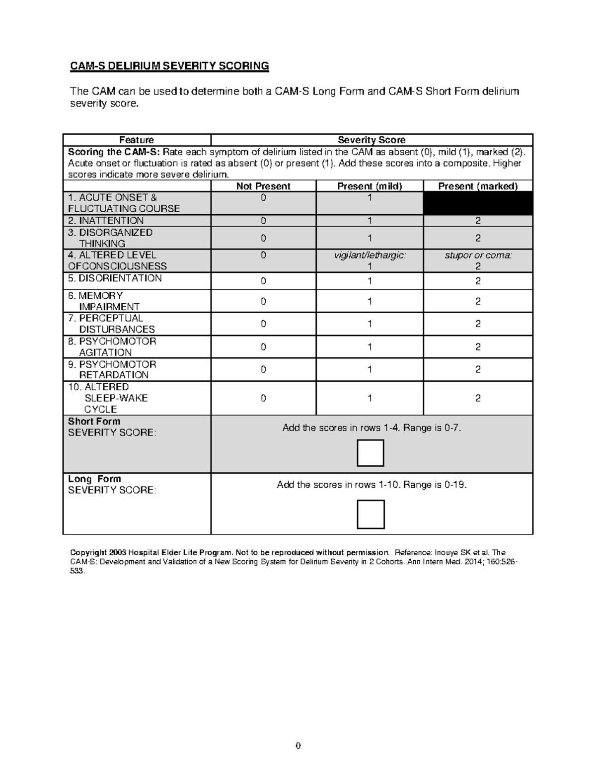 CAMS Instrument - Delirium Severity Scoring Guide - Studocu