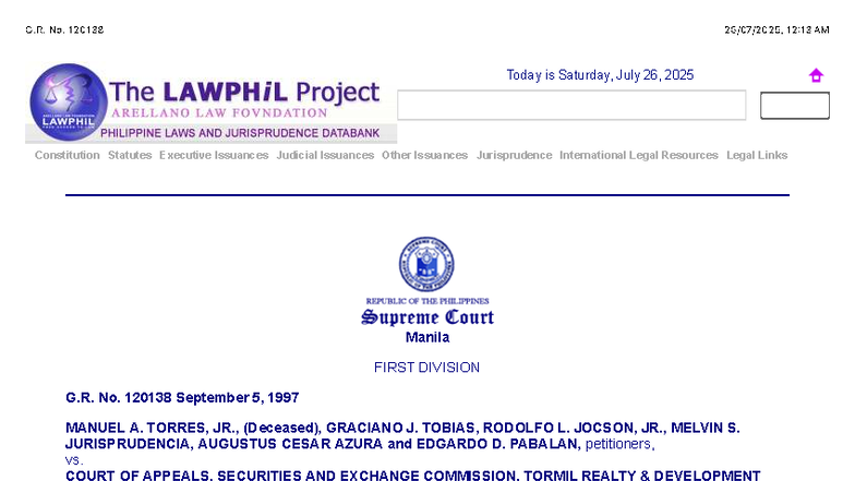 G.R. No. 120138: Case Study on Torres, Jr. vs. Court of Appeals - Studocu