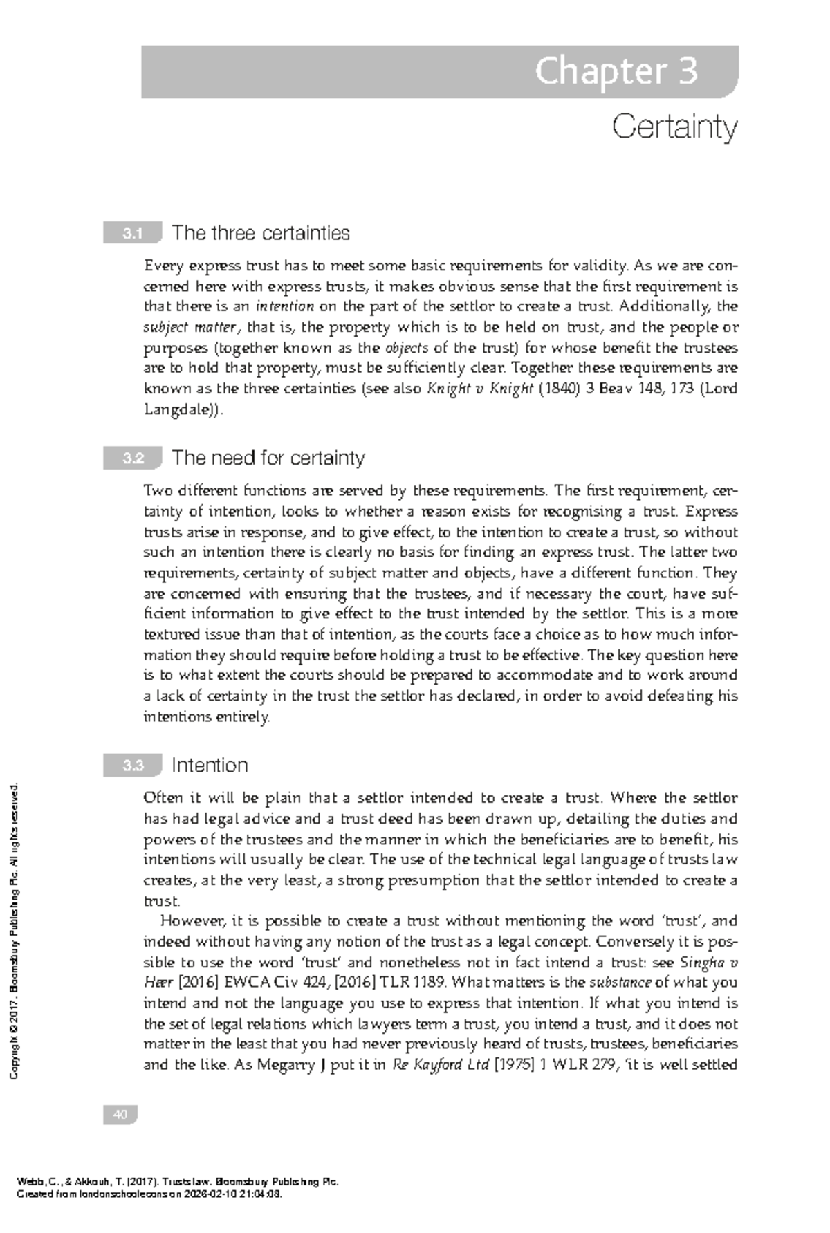 Trusts Law: Chapter 3 - The Three Certainties Explained - Studocu