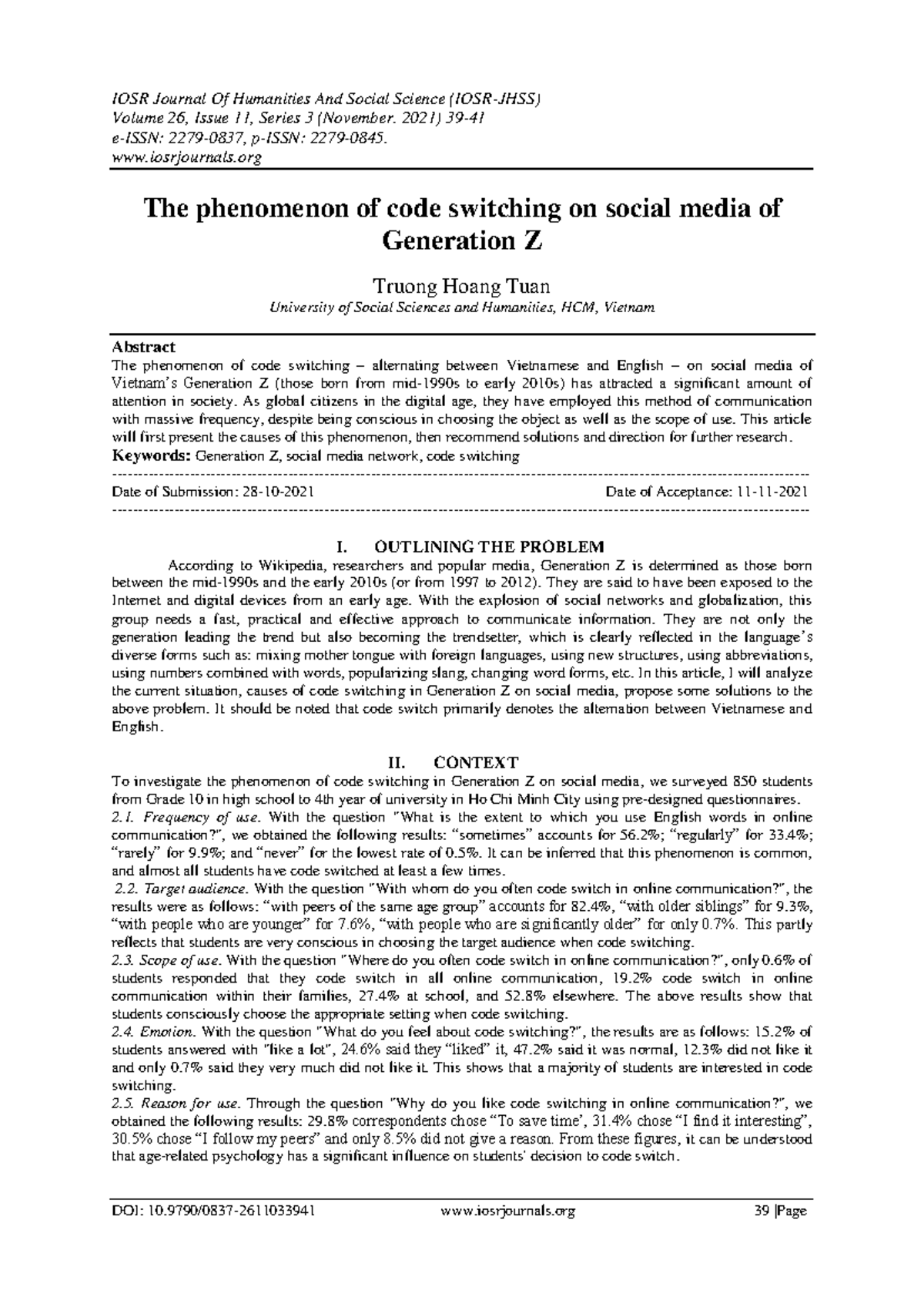 The Phenomenon of Code Switching on Social Media: Gen Z Insights - Studocu