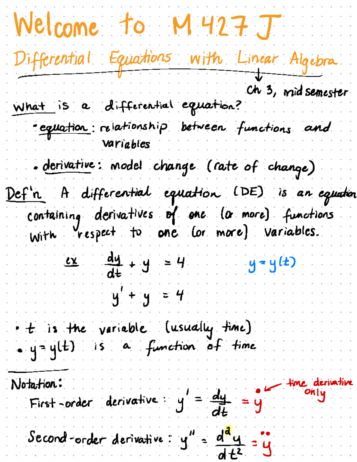 Introduction to Diff EQ Lecture 1 - Welcome to M ####### *Equations ...