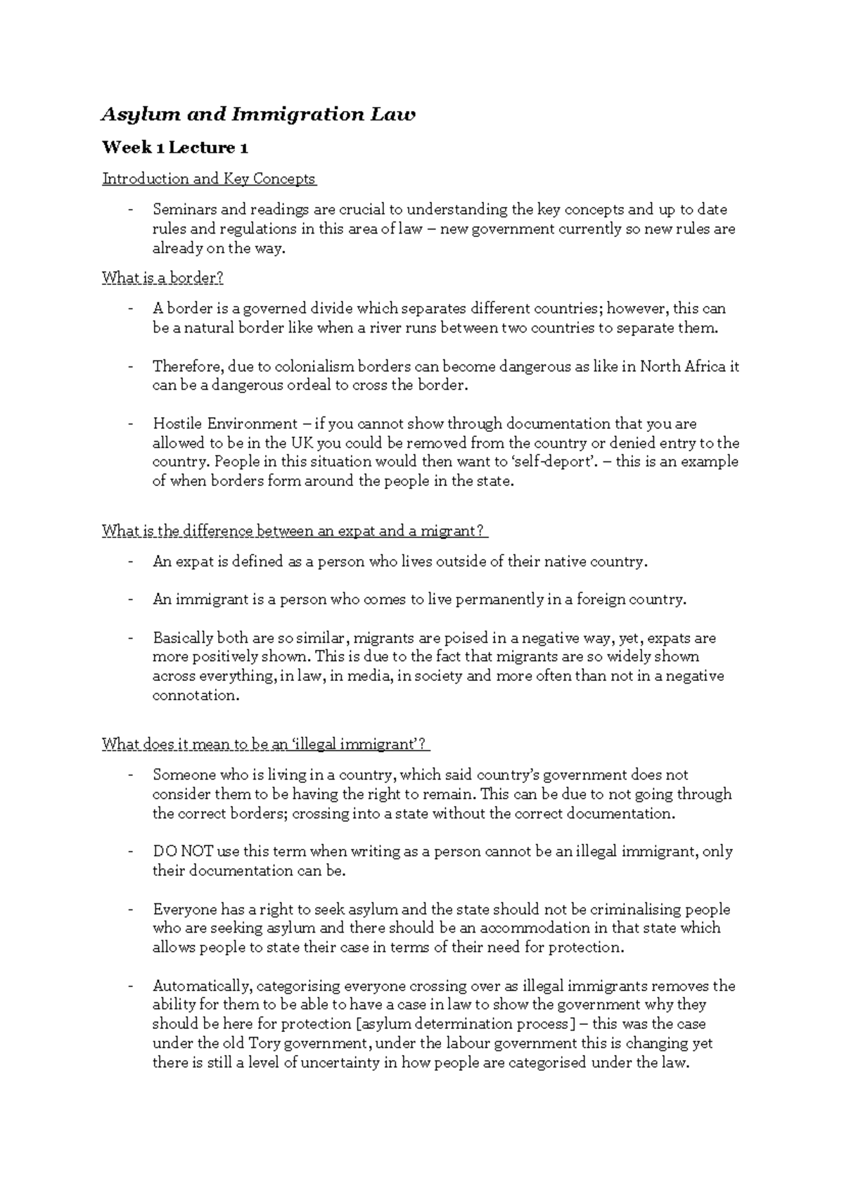Asylum and Immigration Law L1: Intro to Key Concepts and Current Issues ...