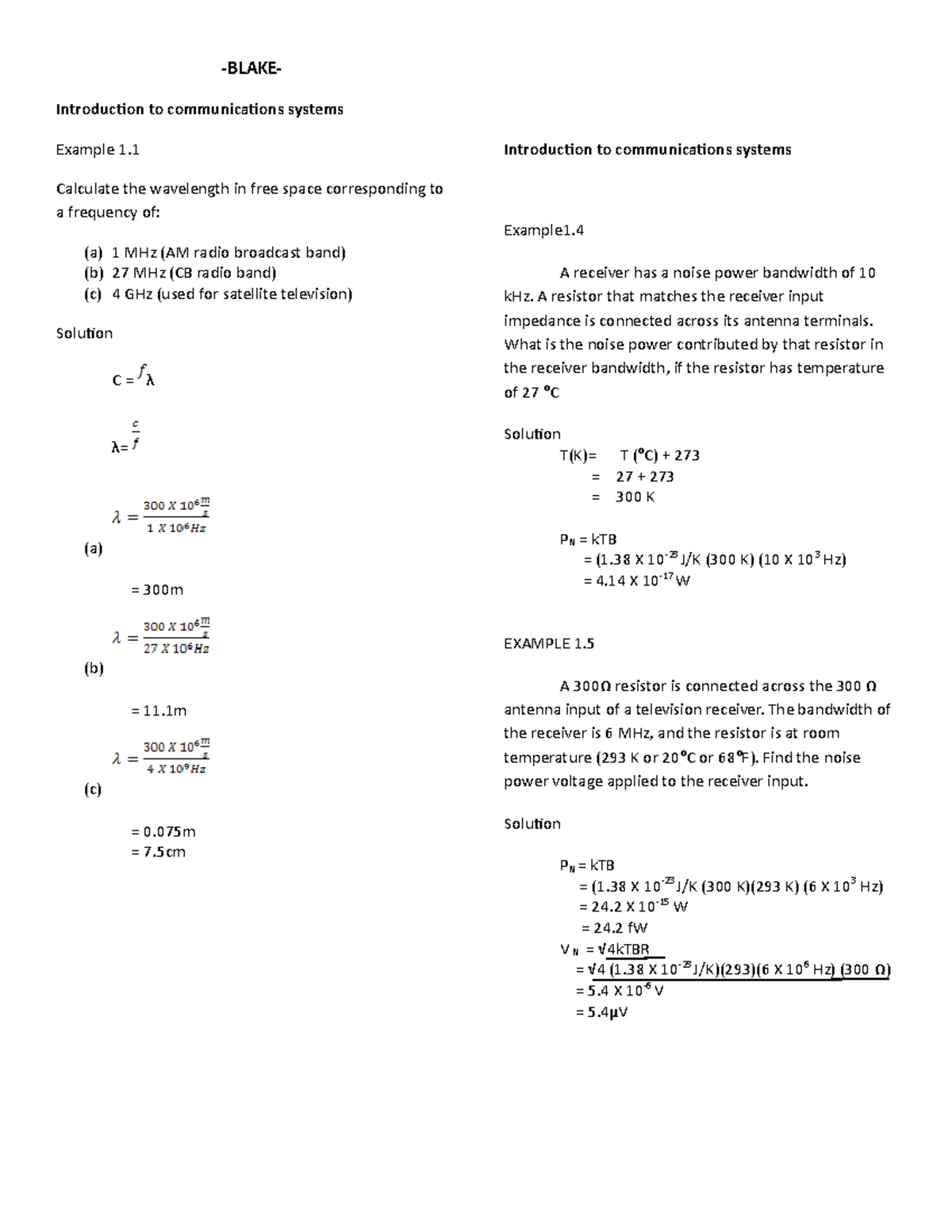 problems in electronic communications -BLAKE- Introduction to ...