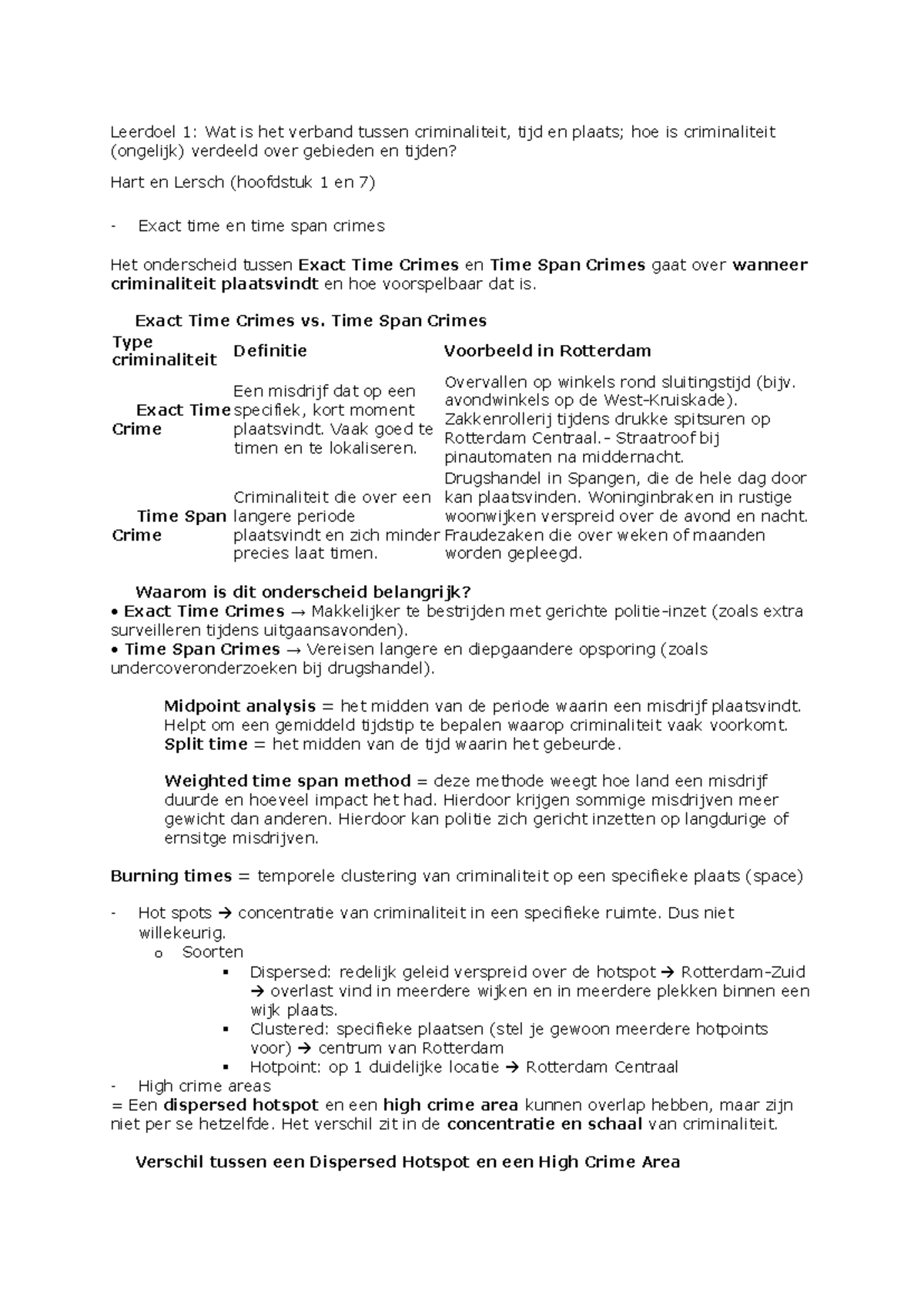 Leerdoel 1 en 2: Criminaliteit, tijd en ruimtelijke spreiding in ...