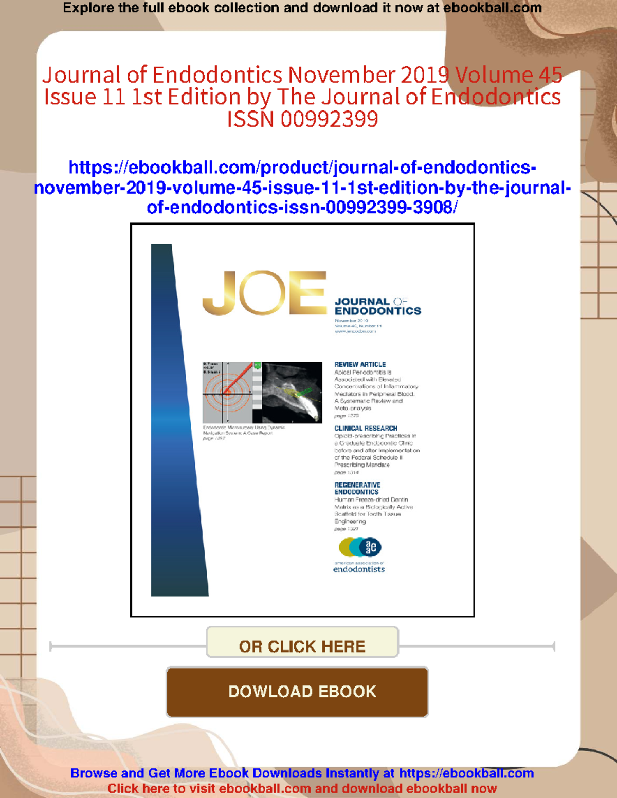 Journal of Endodontics (JOE) December 2019 Volume 45 Issue 12S Insights ...