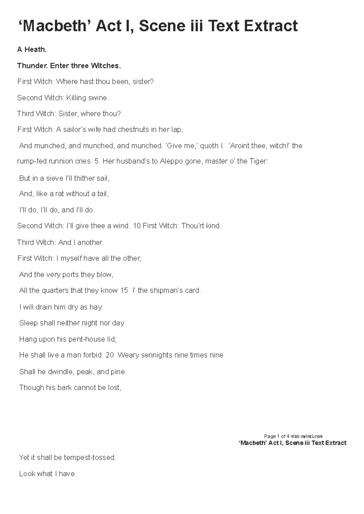 Macbeth (ENG 101) Act I Scene III Text Extract Analysis - Studeersnel
