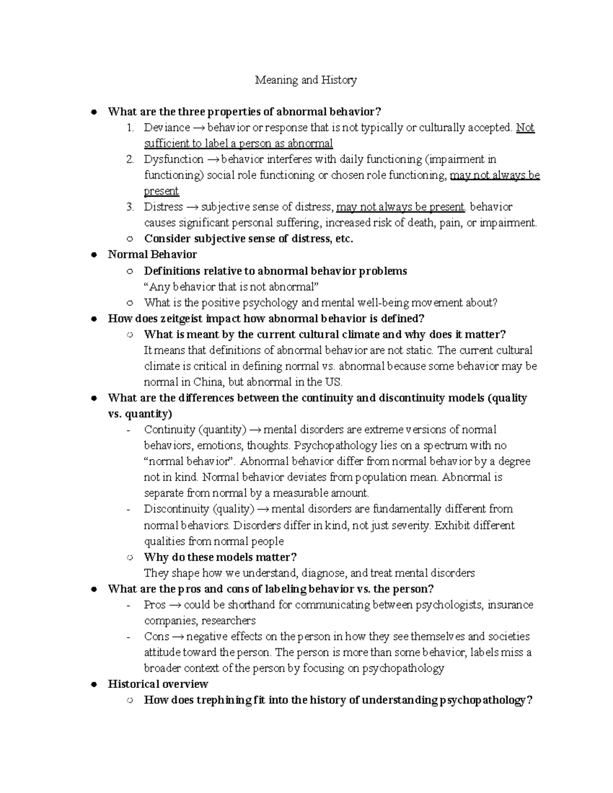 Abnormal Psychology PSY 101: Exam 1 Study Guide Overview - Studocu