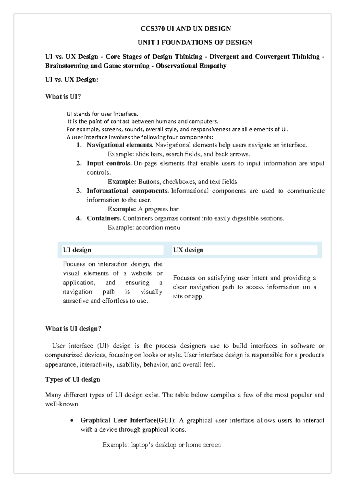 CCS370 UI/UX Design Full Notes: Foundations & Key Concepts - Studocu
