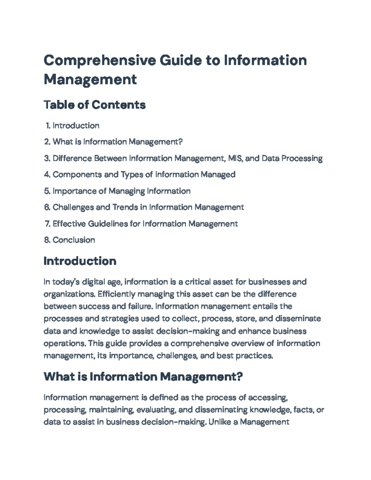 Comprehensive Overview of Information Management Strategies ...