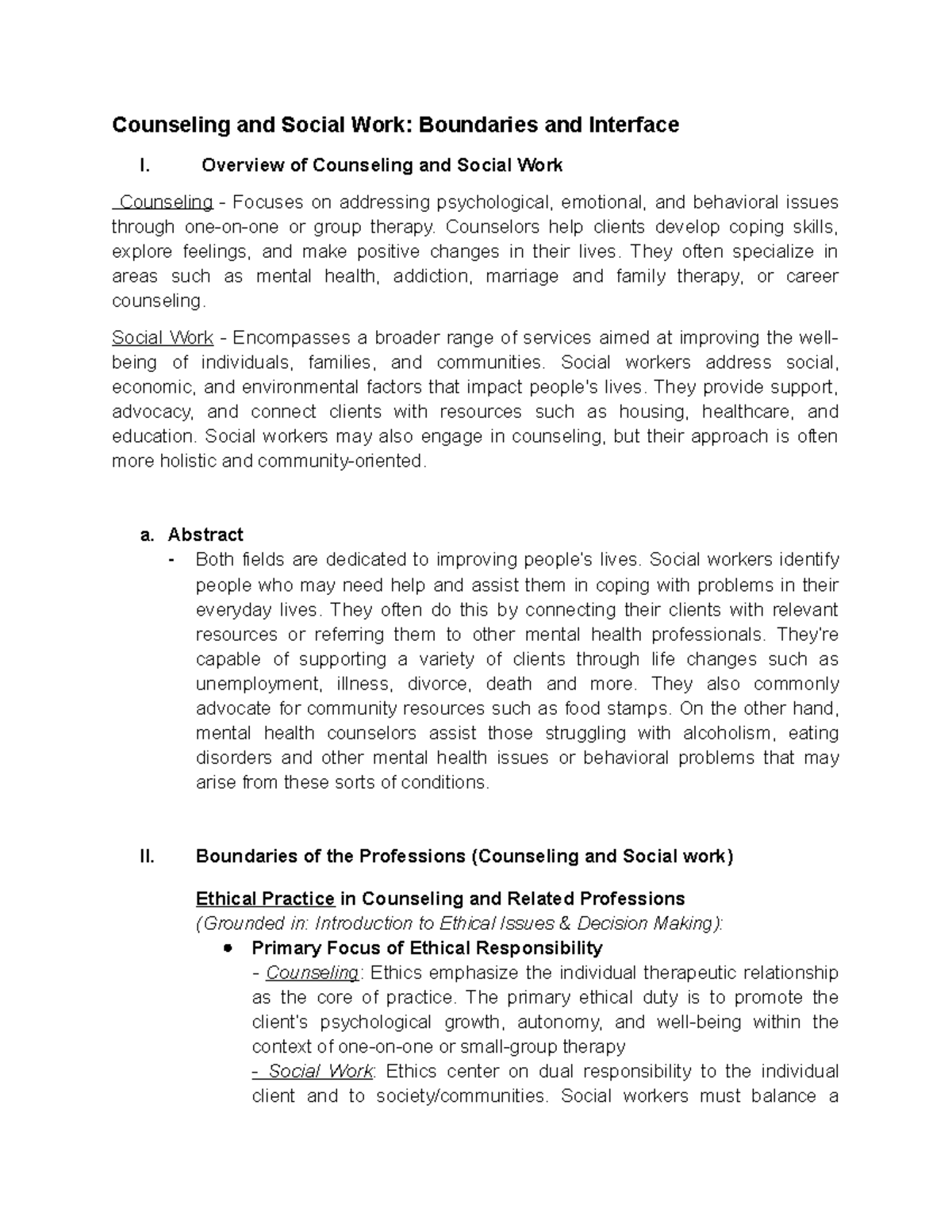 Counseling and Social Work: Boundaries and Ethical Practices Overview ...