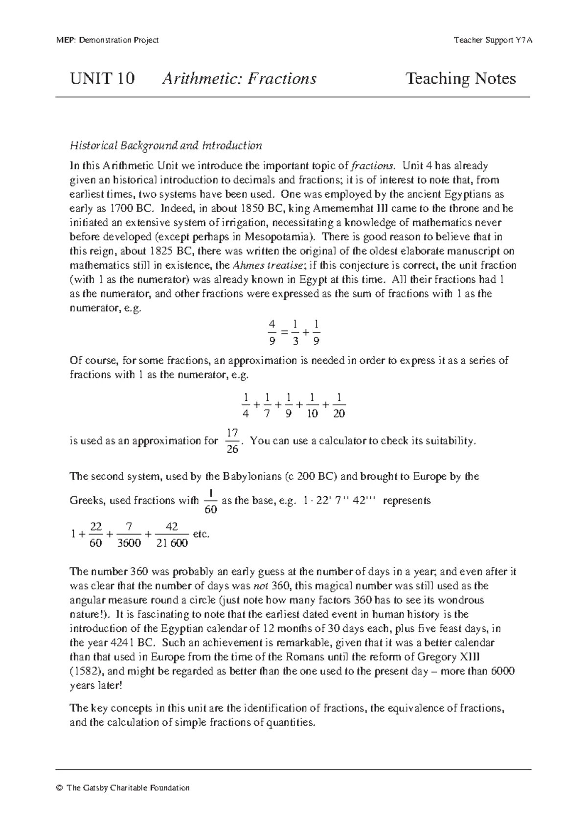 UNit 2 Arithmetic place value overhead slides notes - MEP ...