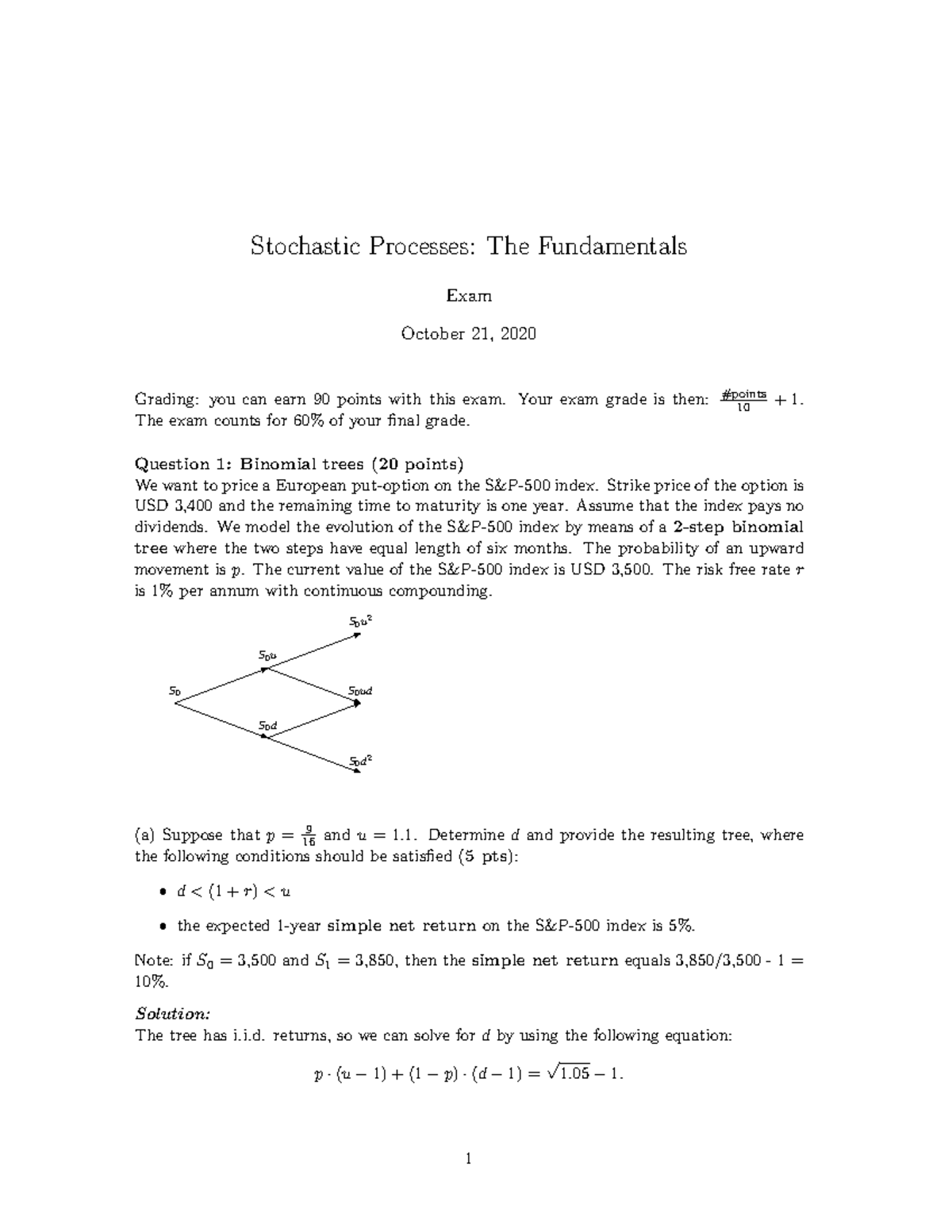 Stochastic Processes Exam Solutions - Course Code 2021-Exam - Studeersnel