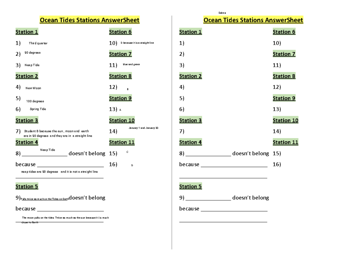 Salma Osman - Ocean Tides Stations Answer Sheet - Ocean Tides Stations ...