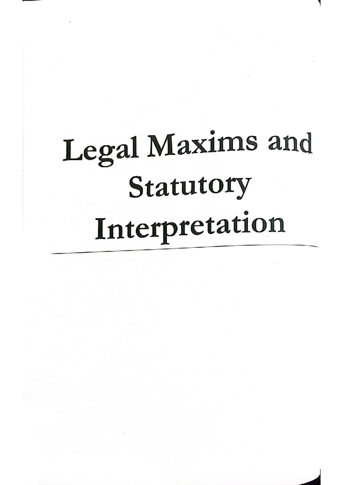 Legal Maxims & Statutory Interpretation: Key Principles & Rights - Studocu