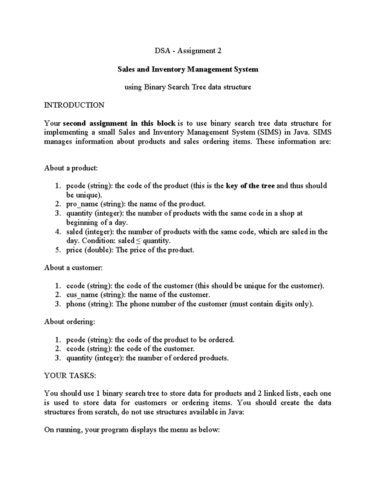 1730076011153 DSA Assignment 2: Sales & Inventory Management System ...