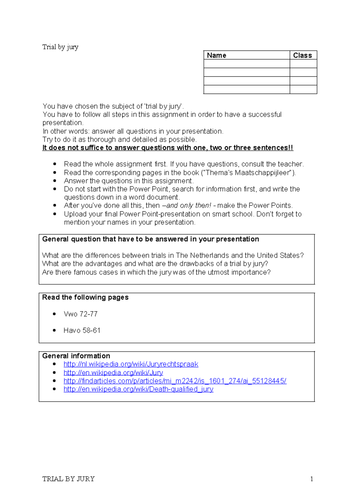 Trial by Jury Presentation - An In-Depth Study for Class Assignment ...