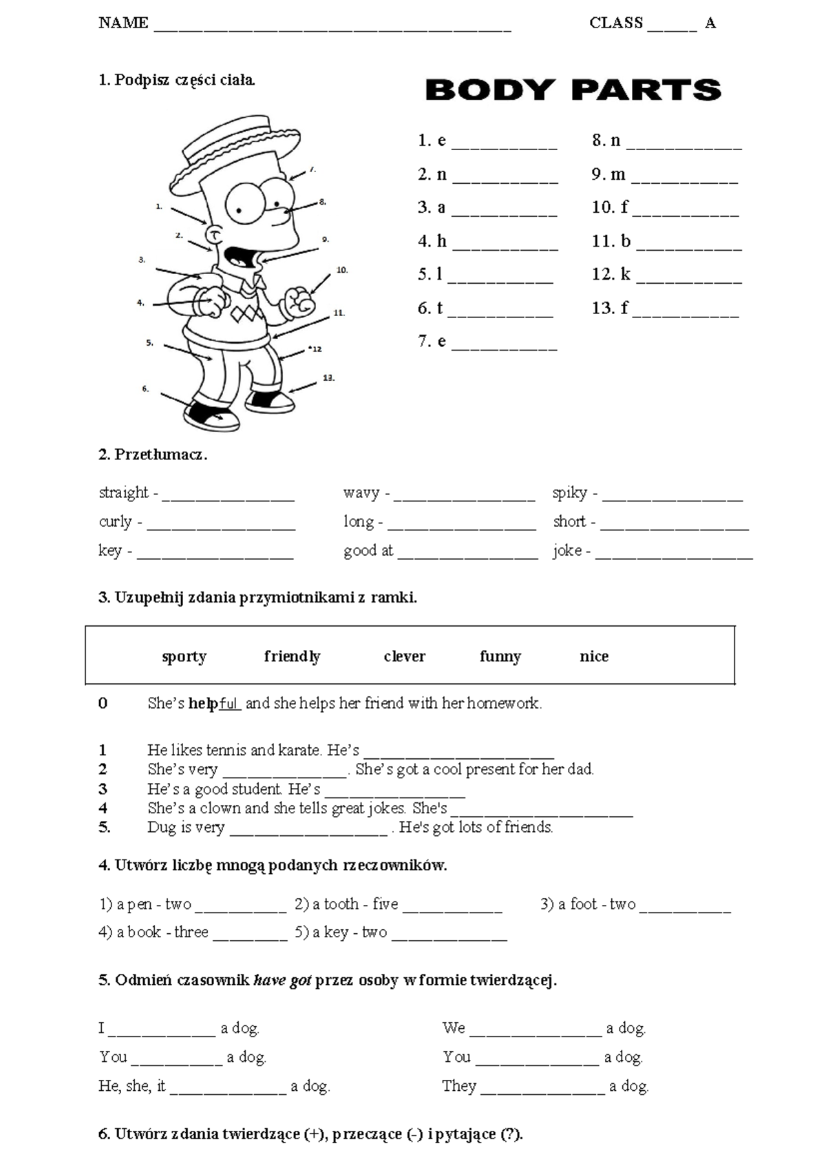 732769392 English Class IV Test 4: Have Got Exercises - Studocu