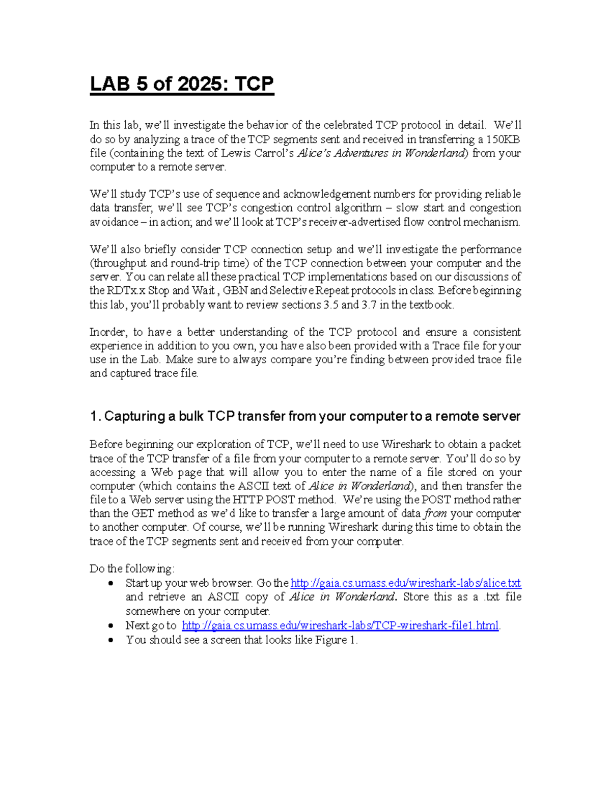 TCP Protocol Lab Analysis: HTTP POST File Transfer (Lab 5 - CS 2025 ...