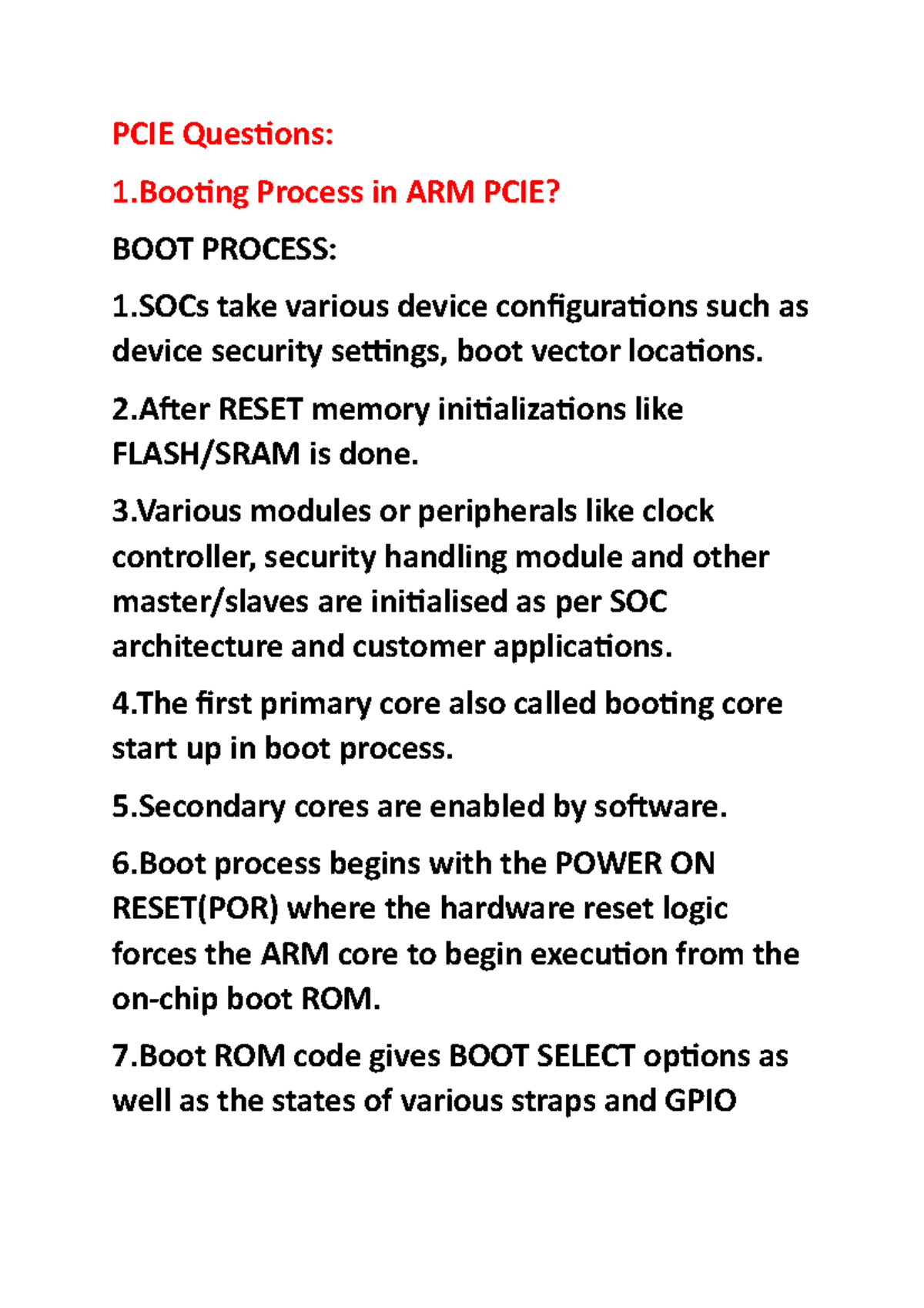 PCIE Interview Questions on Boot Process and Multicore SoCs - Studocu