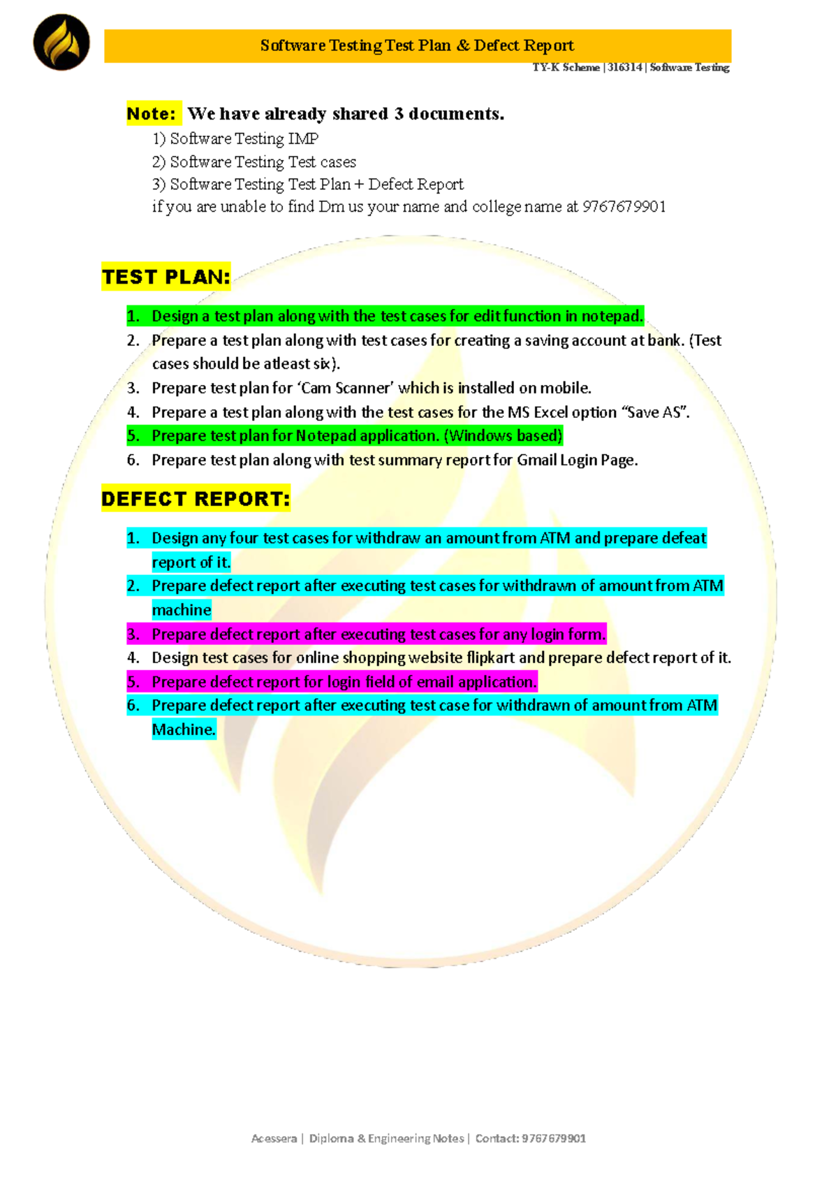 STE 316314 Software Testing Test Plan & Defect Report Notes - Studocu
