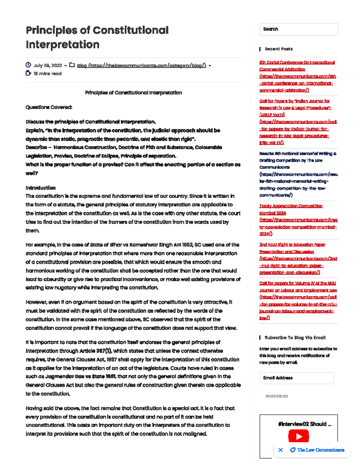 Unit-8 Constitutional Interpretation Principles - Compiled Notes - Studocu