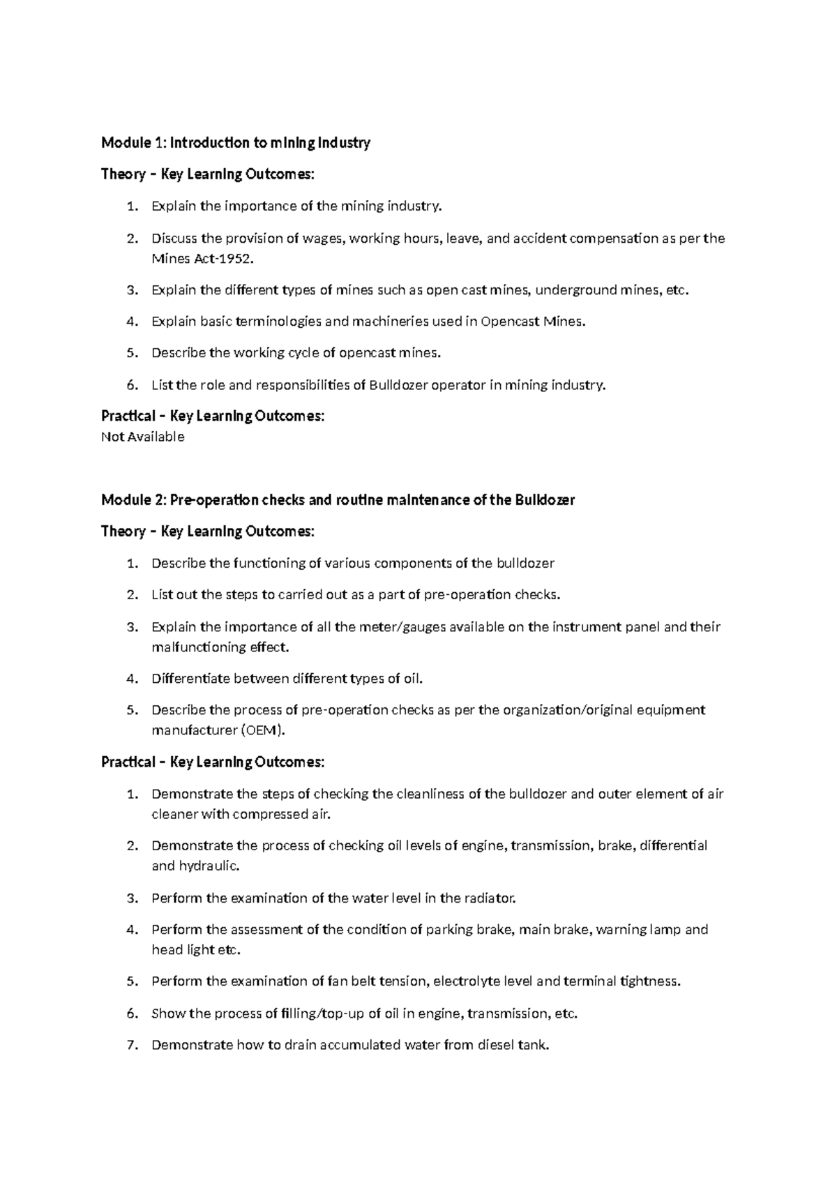 Bulldozer Operator Training: Key Modules & Learning Outcomes - Studocu