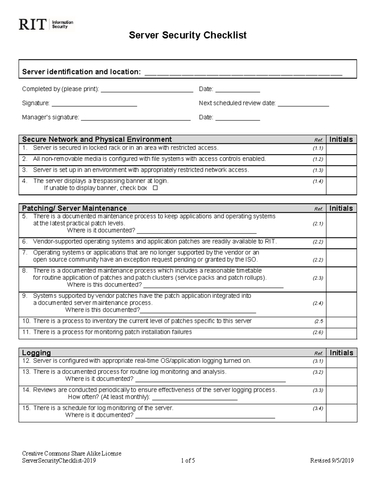 Revised Server Security Checklist (Course Code: 1723905340) - Studocu