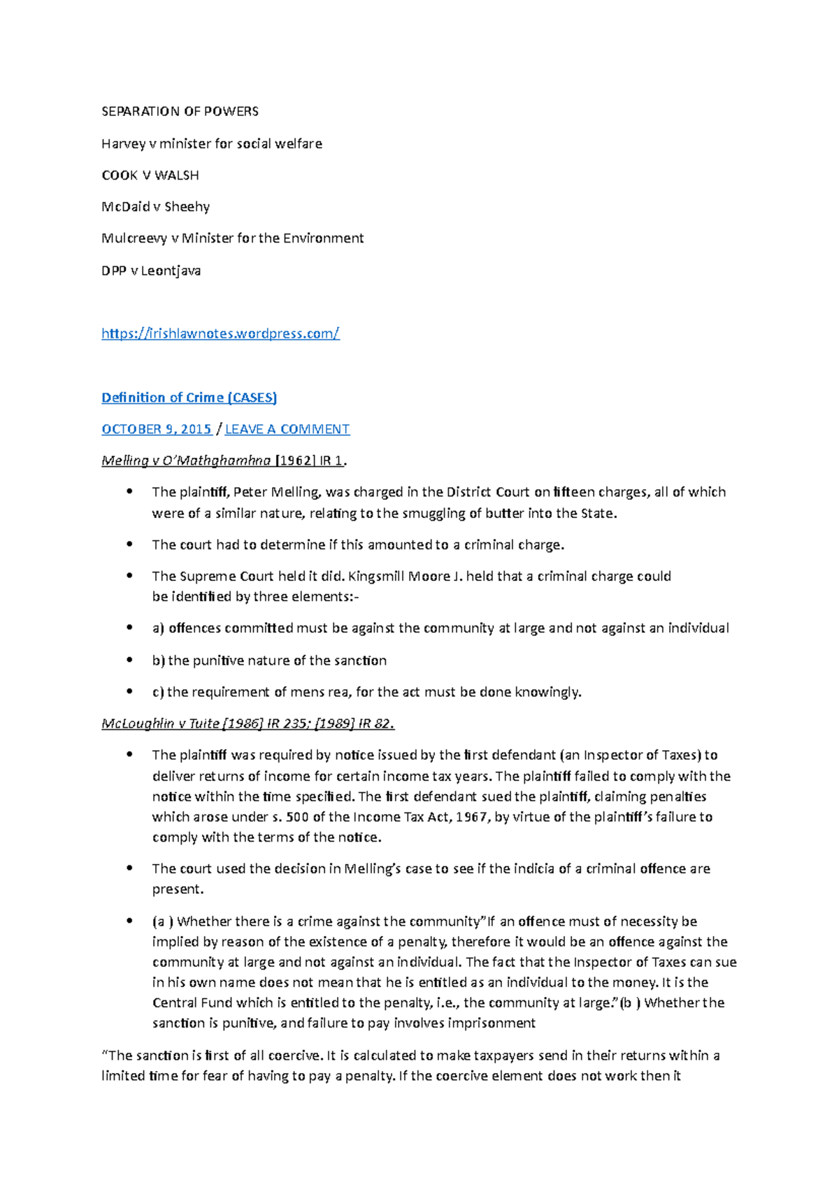 **Irish Law Case Studies: Key Examples and Analysis** - Studocu