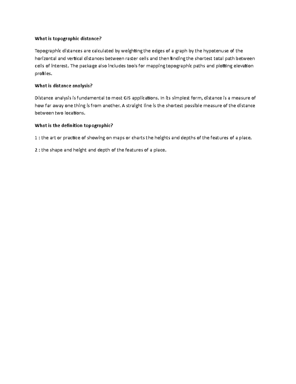 GIS Remote Sensing Assignment: Understanding Topographic Distance ...