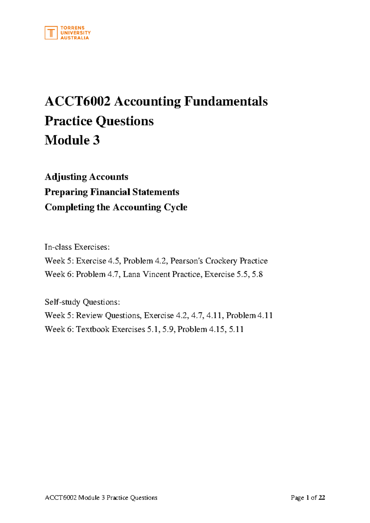 ACCT6002 Accounting Fundamentals Practice Questions - Studocu