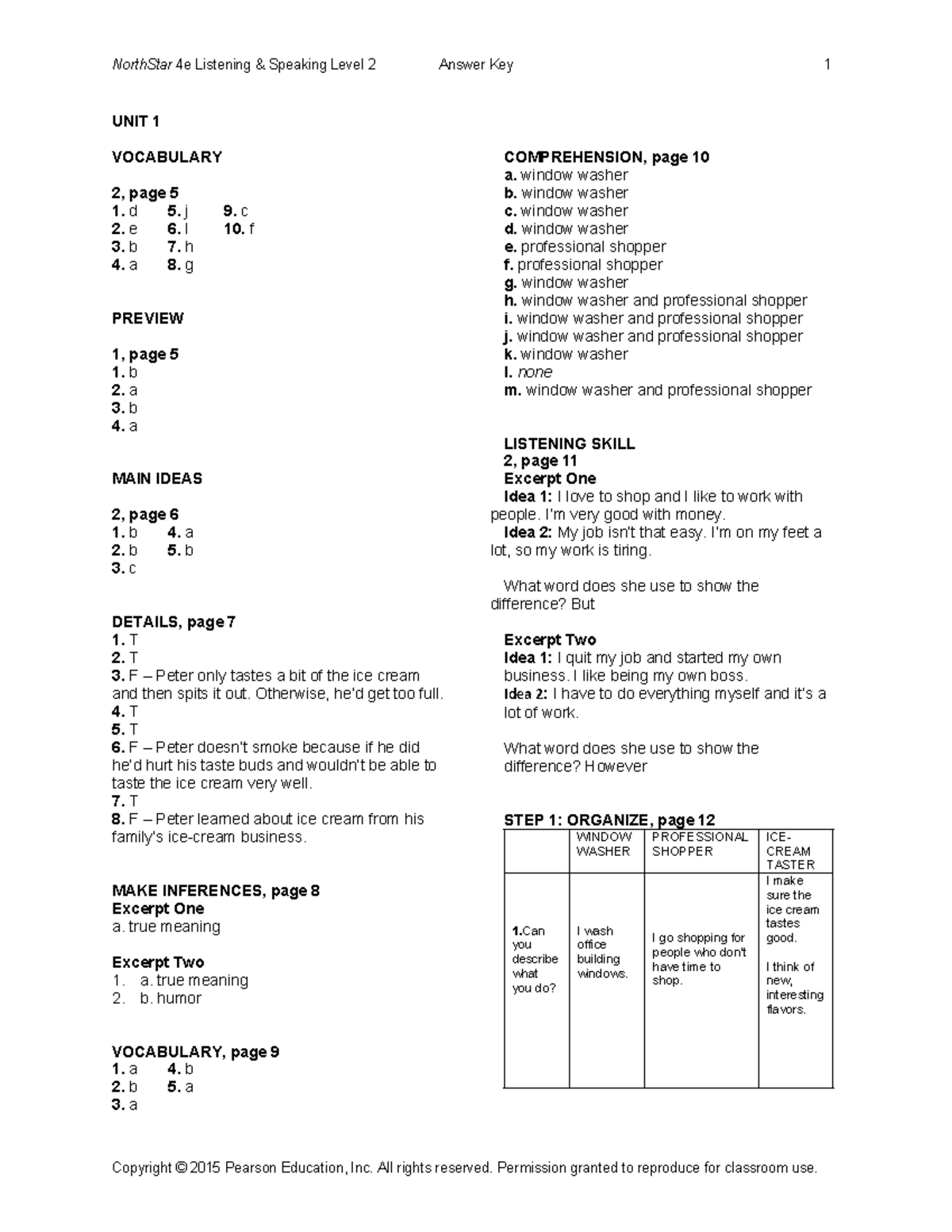 48712014 NorthStar 4e Listening & Speaking Level 2 Answer Key PDF - Studocu