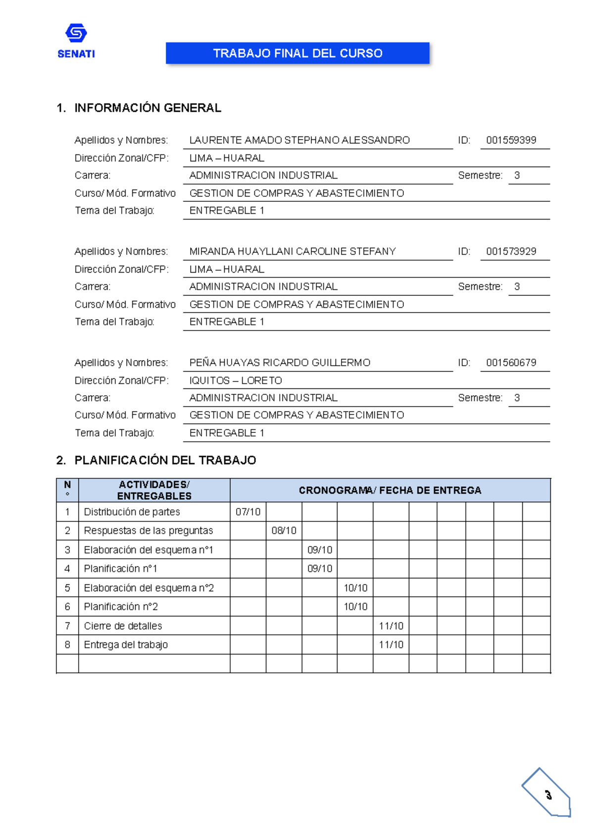 Entregable 1 y 2 - Planificación en Gestión de Compras (ADM 3) - Studocu