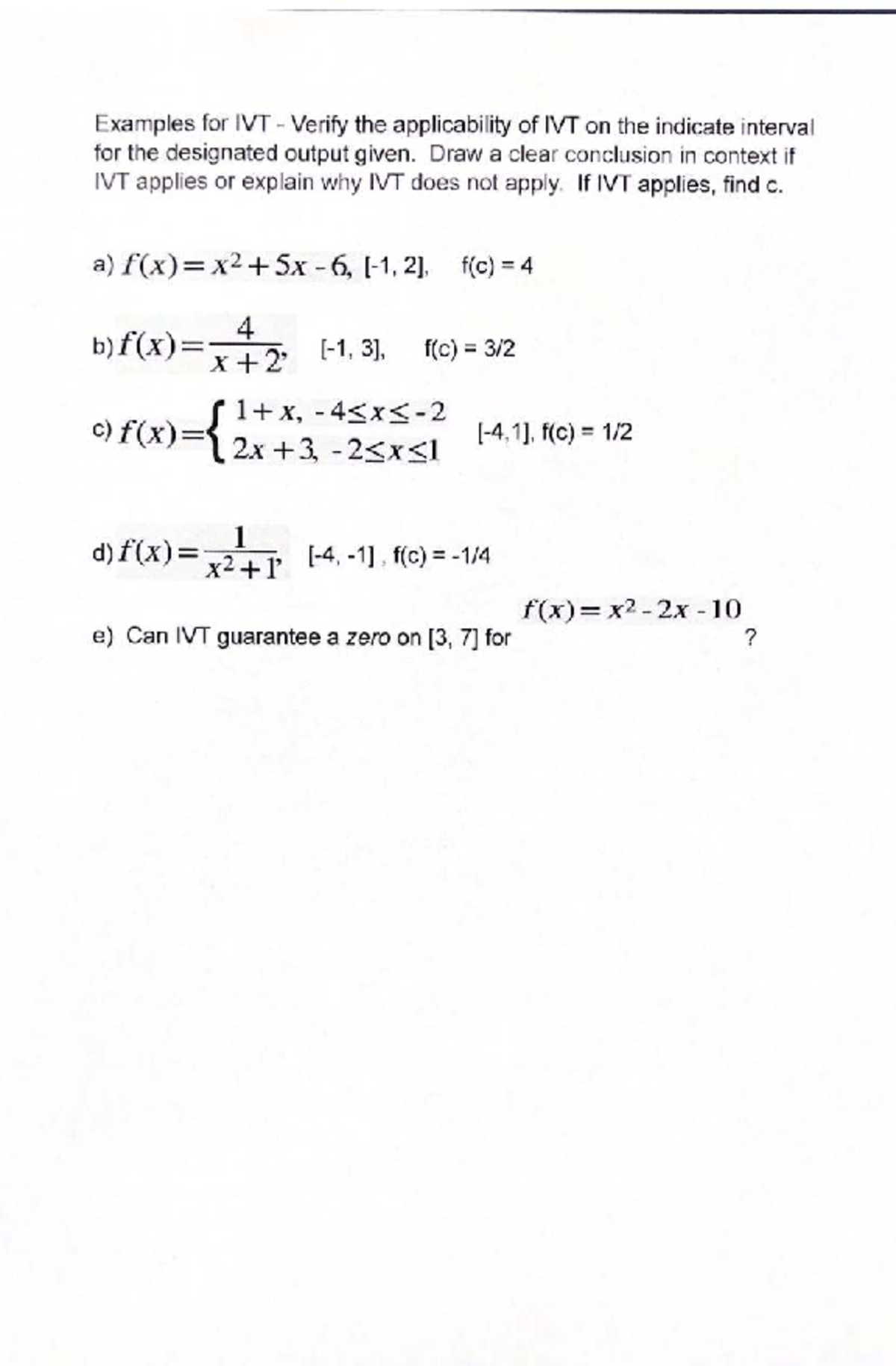 Final Exam Study Guide for ABC123: IVT, Limits, and Asymptotes - Studocu